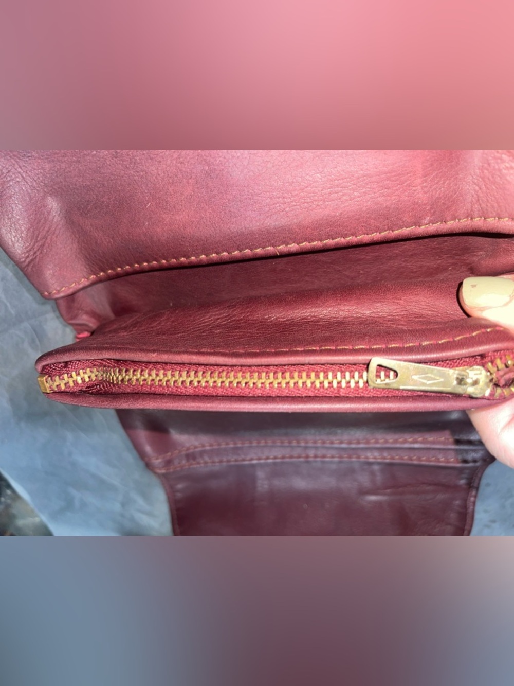 Vintage Burgundy Genuine Soft Leather Clutch Wallet - Picture 3 of 8